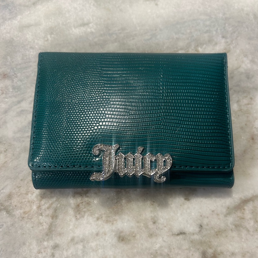 UK Juicy Couture Green Textured Wallet with Bling - Not Available in the US